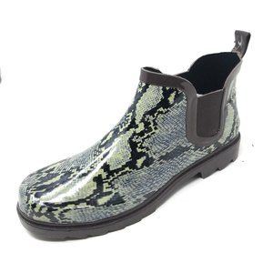 Women Ankle Rubber Rain Boots Booties, Snake Print